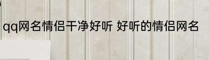 qq网名情侣干净好听 好听的情侣网名