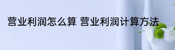 营业利润怎么算 营业利润计算方法
