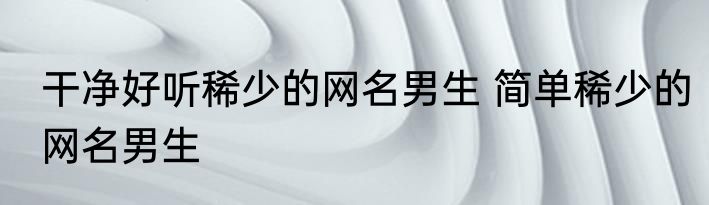 干净好听稀少的网名男生 简单稀少的网名男生