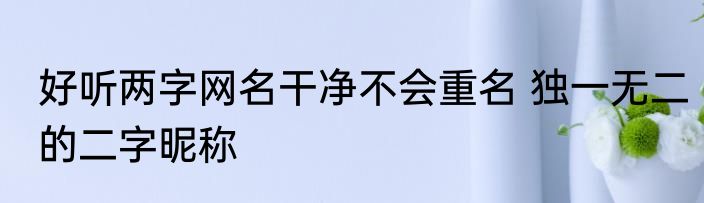 好听两字网名干净不会重名 独一无二的二字昵称