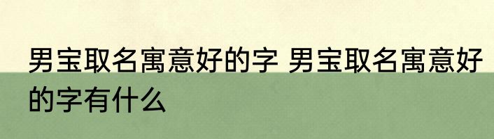 男宝取名寓意好的字 男宝取名寓意好的字有什么