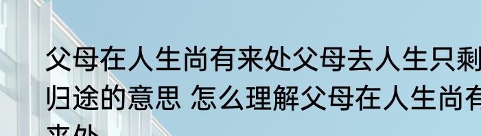 父母在人生尚有来处父母去人生只剩归途的意思 怎么理解父母在人生尚有来处