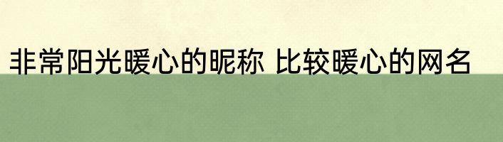 非常阳光暖心的昵称 比较暖心的网名