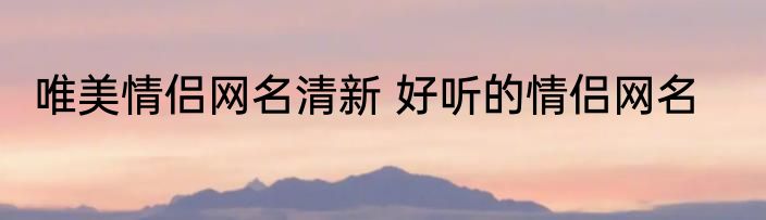 唯美情侣网名清新 好听的情侣网名