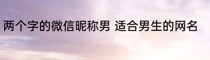 两个字的微信昵称男 适合男生的网名