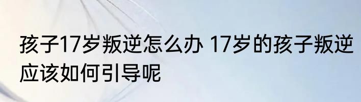 孩子17岁叛逆怎么办 17岁的孩子叛逆应该如何引导呢