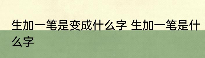 生加一笔是变成什么字 生加一笔是什么字