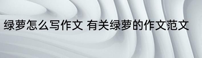 绿萝怎么写作文 有关绿萝的作文范文