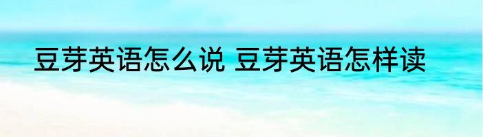 豆芽英语怎么说 豆芽英语怎样读