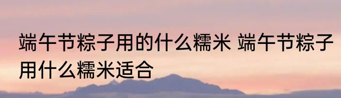 端午节粽子用的什么糯米 端午节粽子用什么糯米适合