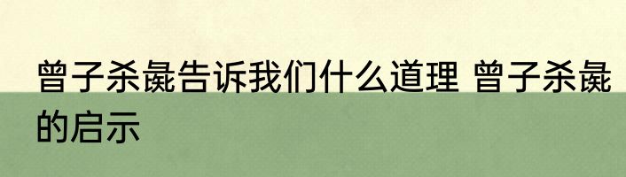 曾子杀彘告诉我们什么道理 曾子杀彘的启示