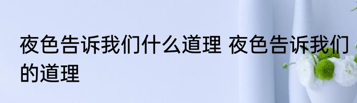夜色告诉我们什么道理 夜色告诉我们的道理
