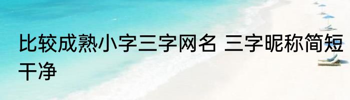 比较成熟小字三字网名 三字昵称简短干净