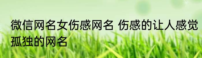 微信网名女伤感网名 伤感的让人感觉孤独的网名