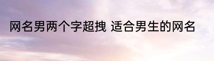 网名男两个字超拽 适合男生的网名