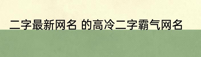 二字最新网名 的高冷二字霸气网名