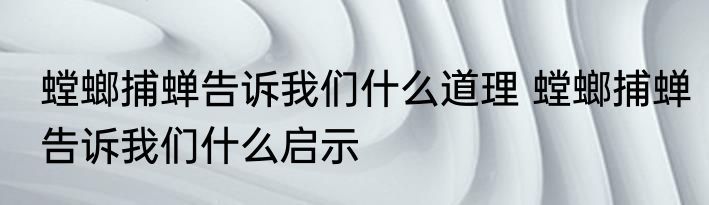螳螂捕蝉告诉我们什么道理 螳螂捕蝉告诉我们什么启示