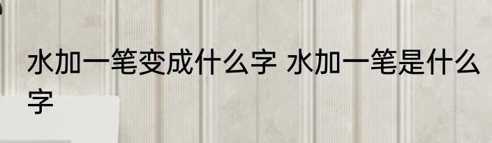 水加一笔变成什么字 水加一笔是什么字