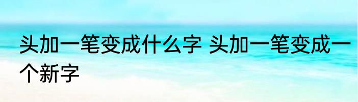 头加一笔变成什么字 头加一笔变成一个新字