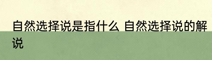 自然选择说是指什么 自然选择说的解说