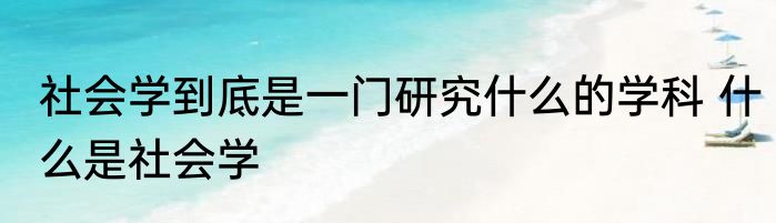 社会学到底是一门研究什么的学科 什么是社会学