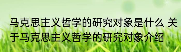 马克思主义哲学的研究对象是什么 关于马克思主义哲学的研究对象介绍