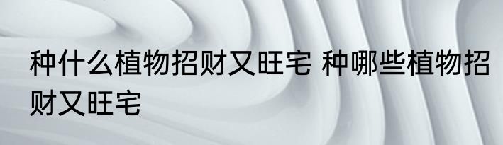 种什么植物招财又旺宅 种哪些植物招财又旺宅