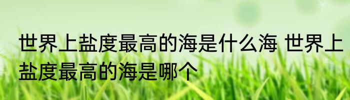 世界上盐度最高的海是什么海 世界上盐度最高的海是哪个