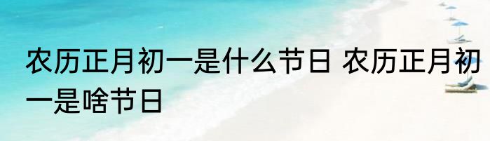农历正月初一是什么节日 农历正月初一是啥节日