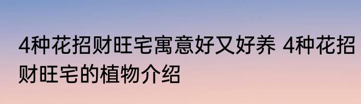 4种花招财旺宅寓意好又好养 4种花招财旺宅的植物介绍