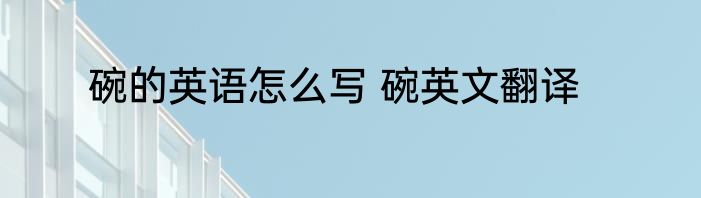 碗的英语怎么写 碗英文翻译