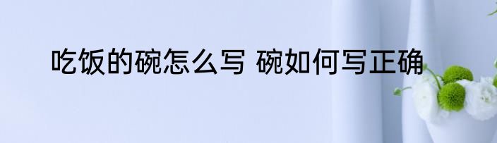 吃饭的碗怎么写 碗如何写正确