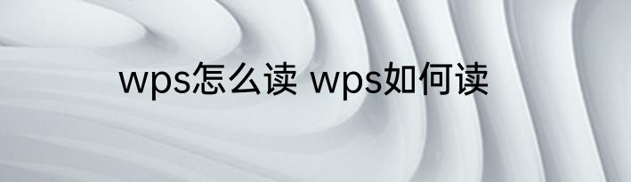 wps怎么读 wps如何读