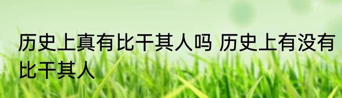历史上真有比干其人吗 历史上有没有比干其人