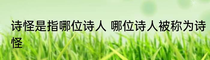 诗怪是指哪位诗人 哪位诗人被称为诗怪