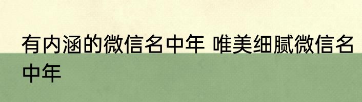 有内涵的微信名中年 唯美细腻微信名中年