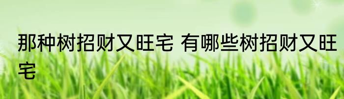 那种树招财又旺宅 有哪些树招财又旺宅