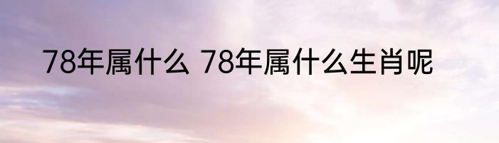 78年属什么 78年属什么生肖呢