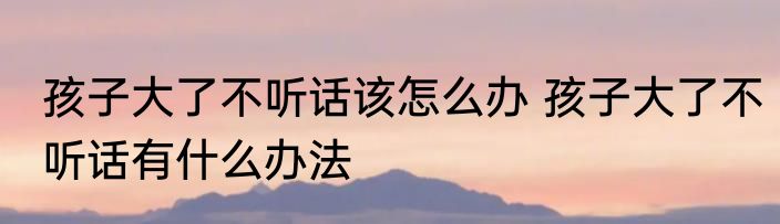 孩子大了不听话该怎么办 孩子大了不听话有什么办法