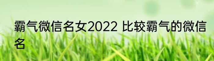 霸气微信名女2022 比较霸气的微信名
