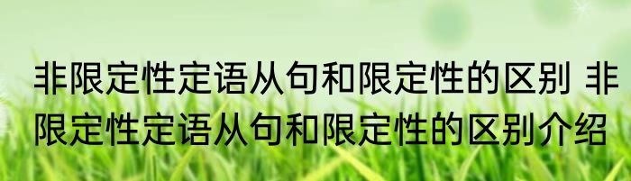 非限定性定语从句和限定性的区别 非限定性定语从句和限定性的区别介绍
