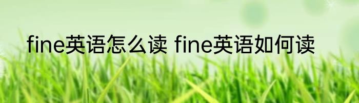 fine英语怎么读 fine英语如何读