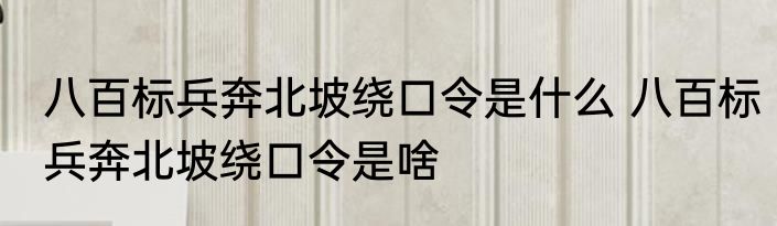 八百标兵奔北坡绕口令是什么 八百标兵奔北坡绕口令是啥