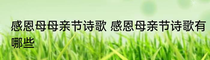 感恩母母亲节诗歌 感恩母亲节诗歌有哪些