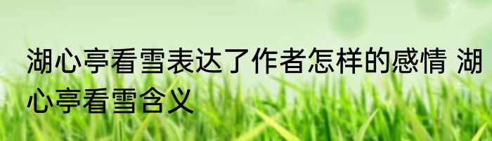 湖心亭看雪表达了作者怎样的感情 湖心亭看雪含义