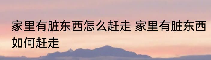 家里有脏东西怎么赶走 家里有脏东西如何赶走