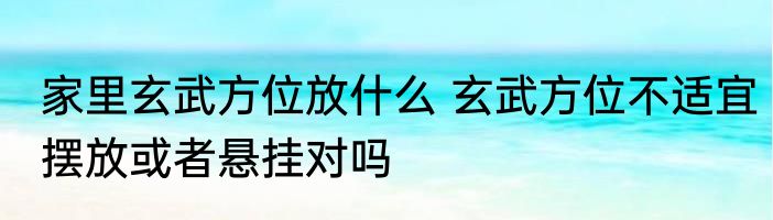 家里玄武方位放什么 玄武方位不适宜摆放或者悬挂对吗