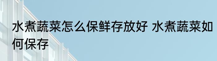 水煮蔬菜怎么保鲜存放好 水煮蔬菜如何保存