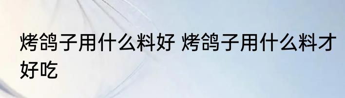 烤鸽子用什么料好 烤鸽子用什么料才好吃