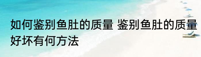 如何鉴别鱼肚的质量 鉴别鱼肚的质量好坏有何方法